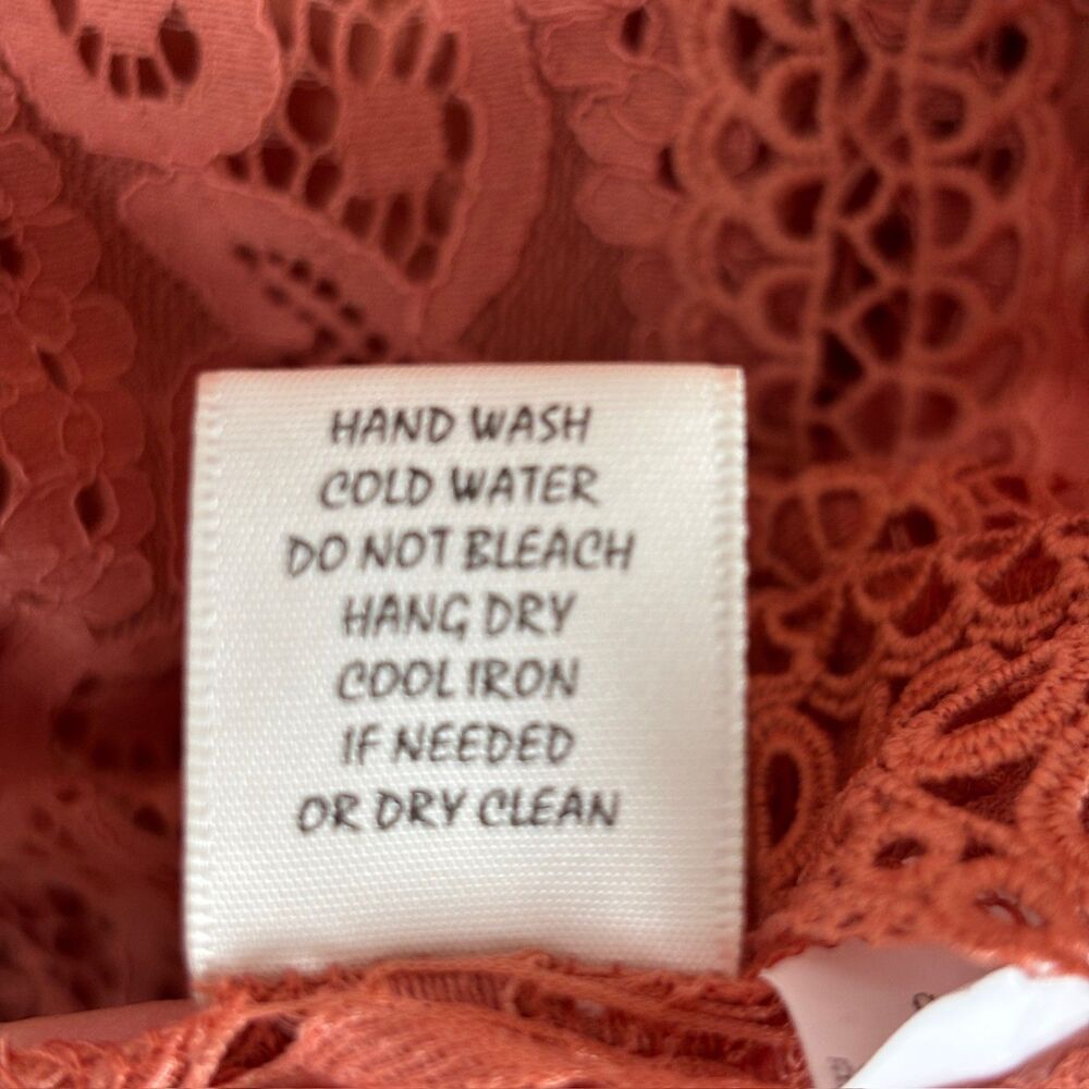 Adiva Crochet Lace Sleeveless Blouse Boho Crochet Scalloped Hem Rust Orange Sz L - Picture 6 of 12